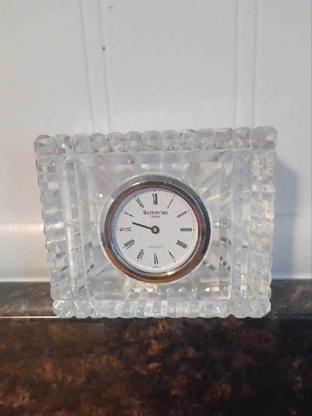 Waterford Clear Crystal Faceted Desk Clock
